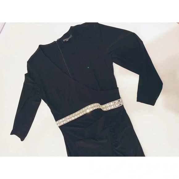 Marina Black Studded Waist Maxi Evening Dress - Picture 9 of 10